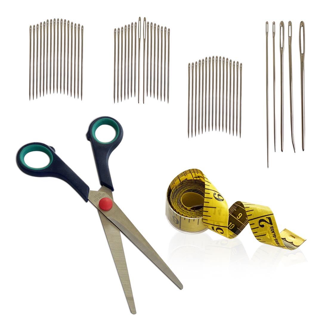 55 Parça İğne, Taksun C2007 Makas, Sarı Kutulu Mezura 3'lü Dikiş Seti