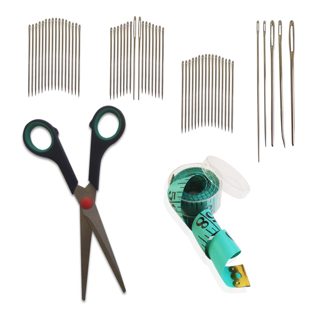 55 Parça İğne, Taksun C2007 Makas, Yeşil Kutulu Mezura 3'lü Dikiş Seti