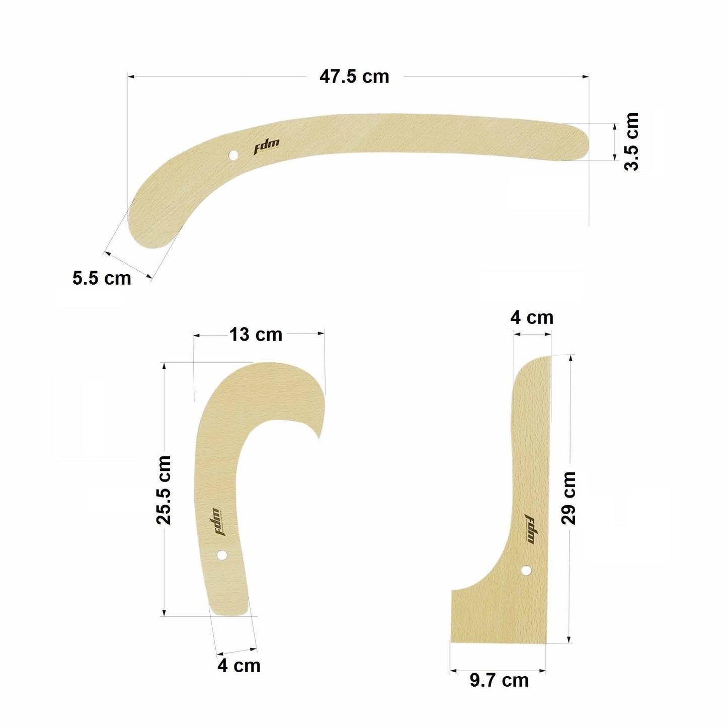 6 Parça Terzi-modelist-Tekstil Ahşap Riga Cetvel Gönye Takımı