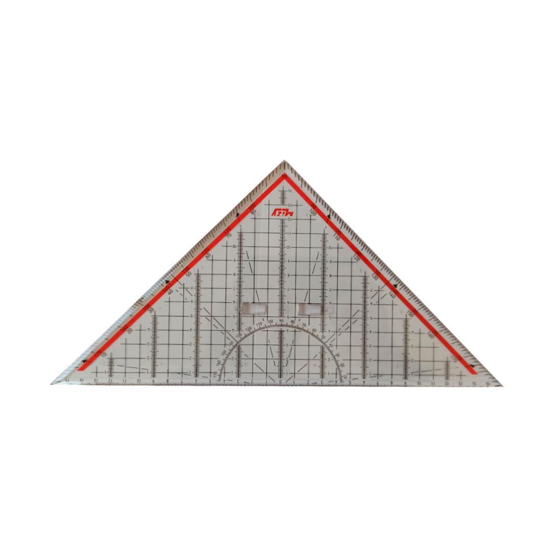 9 Parça Set - 7 Parça Plastik Riga Seti, 1 Metre Tahta Cetvel ve Modelist Gönyesi - Riga Takımı