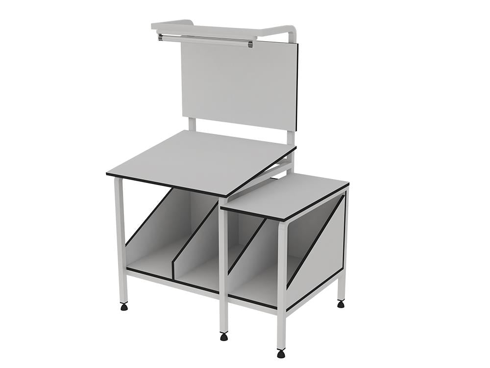 Fdm Işıklı Altı Bölmeli Ve Yan Sehpalı Kalite Kontrol Masası T178